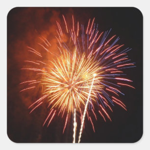 Rode, Witte en Blauwe Vuurwerk I Patriottisch Vierkante Sticker