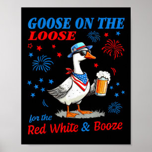 Rode Witte En Drank Gans 4e Juli Gans Op De Poster