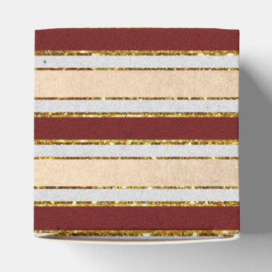 Rode, witte en gouden folie kerststrepen bedankdoosjes (Bovenkant)