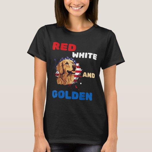Rode Witte en Gouden Retriever Patriottische Ameri T-shirt (Voorkant)