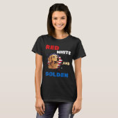 Rode Witte en Gouden Retriever Patriottische Ameri T-shirt (Voorkant volledig)