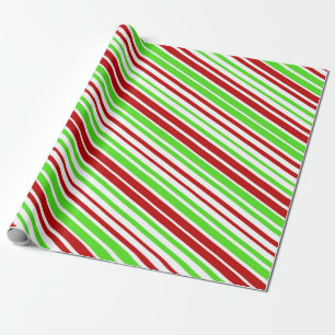 Rode, witte en groene kerststrepen cadeaupapier