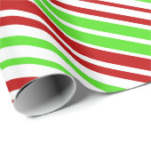 Rode, witte en groene kerststrepen cadeaupapier (Rol Hoek)