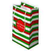 Rode, witte en groene strepen klein cadeauzakje (Achterkant Gekanteld)