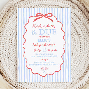 Rode Witte en Komende Baby Shower Uitnodiging