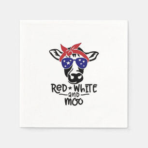 Rode Witte en Moo Patriottische Koe Vierde juli Servet