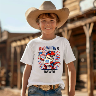 Rode, Witte en Rawr Dinosaur Tri-Blend Shirt
