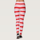 Rode, witte en roze dik en dunne strepen leggings (Achterkant)
