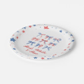 Rode, witte en twee strikken vierde van juli verja papieren bordje (Gekanteld)