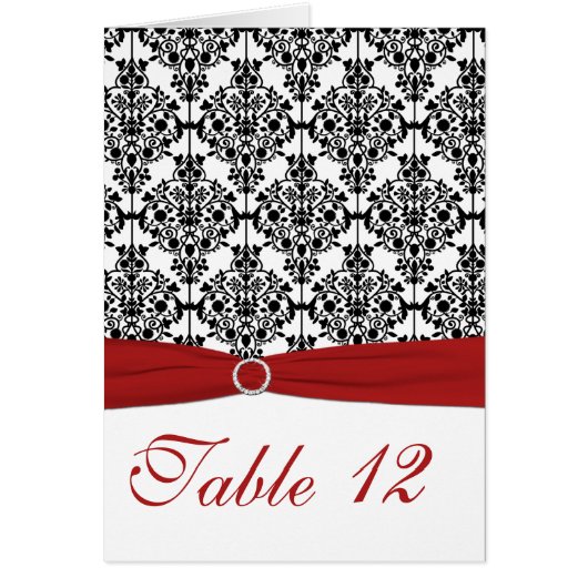 Rode, witte en zwarte damast tafel Kaart (Voorkant)