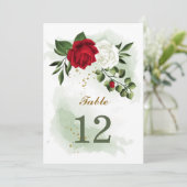 rode witte florale tablet kaart (Staand voorkant)