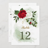 rode witte florale tablet kaart (Voorkant / Achterkant)