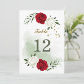 rode witte florale tablet kaart (Staand voorkant)