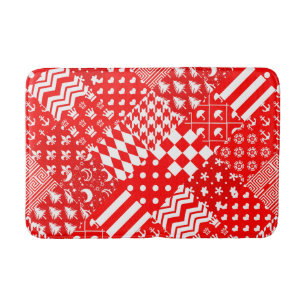 Rode Witte Gemengde Patchwork Patchwork Ontwerp Badmat