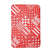 Rode Witte Gemengde Patchwork Patchwork Ontwerp Badmat (Voorkant Verticaal)