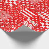 Rode Witte Gemengde Patchwork Patchwork Ontwerp Cadeaupapier (Hoek)