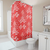 Rode Witte Gemengde Patchwork Patchwork Ontwerp Douchegordijn (In situ)