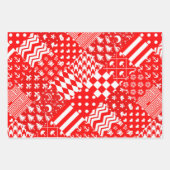 Rode Witte Gemengde Patchwork Patchwork Ontwerp Inpakpapier Vel (Voorkant 2)
