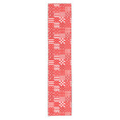Rode Witte Gemengde Patchwork Patchwork Ontwerp Korte Tafelloper (Voorkant)