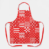 Rode Witte Gemengde Patchwork Patchwork Ontwerp Schort (Voorkant)
