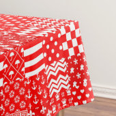 Rode Witte Gemengde Patchwork Patchwork Ontwerp Tafelkleed