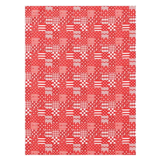 Rode Witte Gemengde Patchwork Patchwork Ontwerp Tafelkleed (Voorkant)