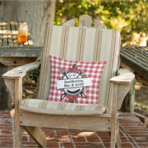 Rode Witte Geruite Barbecue Bar Grill Familie Buitenkussen