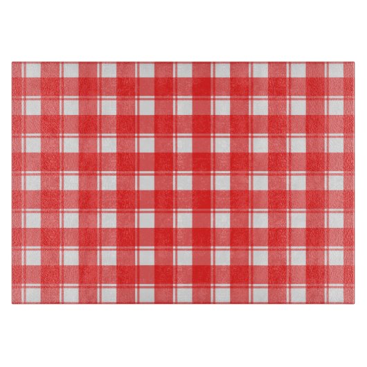 Rode Witte Geruite Glas Snijplank (Voorkant)