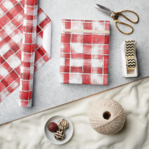 Rode Witte Geruite Strepen Verjaardag Cadeaupapier