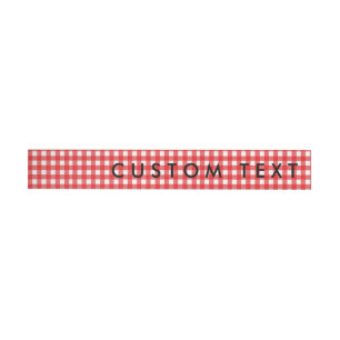 Rode & Witte Gingham Wikkel Rondom Uitnodiging Lab Adreslabel Wikkel