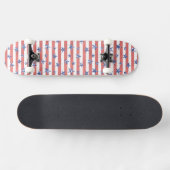 Rode witte glitter blauwe sterren skateboard (Horizontaal)