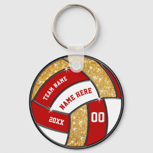 Rode, witte, gouden, gepersonaliseerde volleybalSl Sleutelhanger