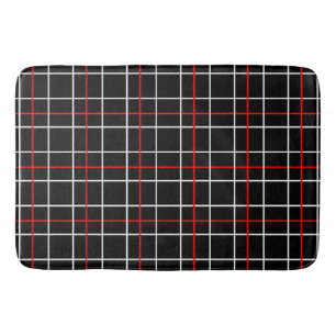 Rode Witte Grafische Lijnen Zwart Plaid Ontwerp Badmat