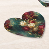 Rode Witte Groene Bloemen Kartonnen Onderzetters (Gekanteld)