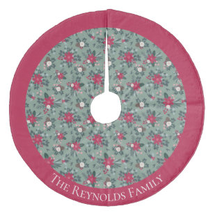 Rode witte groene kerstbloemen, aangepast fleece kerstboom rok