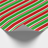 Rode, witte, groene kerstkerstaven cadeaupapier (Hoek)