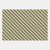 Rode, witte, groene kerststijlstrepen inpakpapier vel (Voorkant 3)
