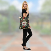 Rode Witte Groene Lelies Dahlias Bloemige Monogram Draagtas