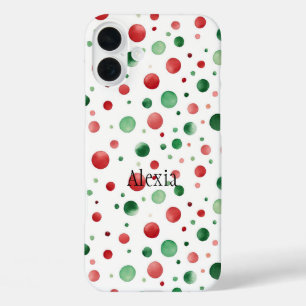 Rode Witte Groene Stippen Kerstmis iPhone 16 Plus Hoesje