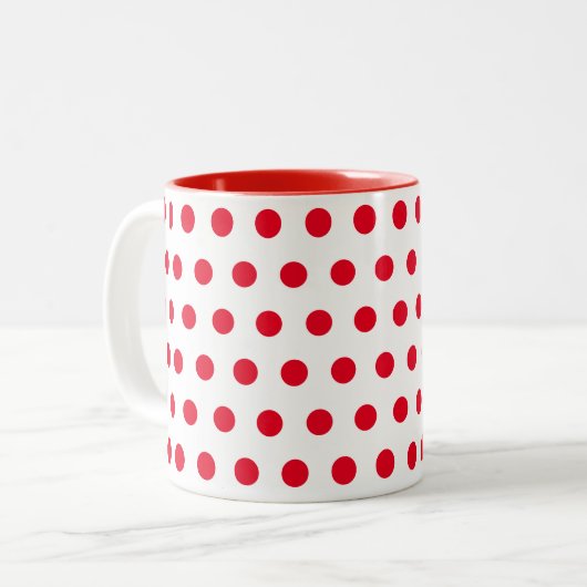 Rode witte haarvlekken tweekleurige koffiemok (Voorkant links)