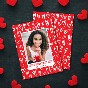 Rode + Witte Hart Valentijnskaart Klasfoto Notitiekaartje