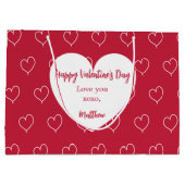Rode witte harten foto Valentijnsdag Groot Cadeauzakje (Achterkant)