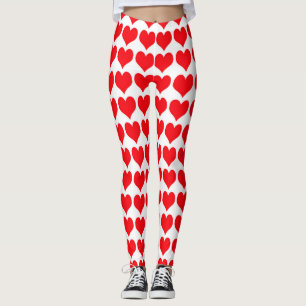 Rode Witte Harten Patroon Leggings