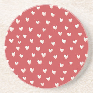 Rode Witte Hartjes Valentijnsdag Zandsteen Onderzetter