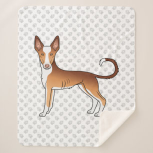 Rode & Witte Ibizan Hound Gladharige Hond En Poota Sherpa Deken
