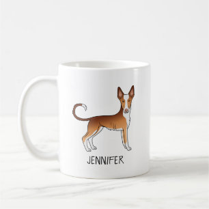 Rode & Witte Ibizan Hound Gladharige Hond Met Teks Koffiemok