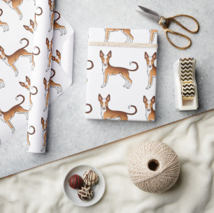 Rode & Witte Ibizan Hound Gladharige Hond Patroon Cadeaupapier
