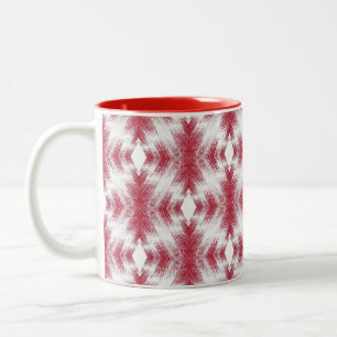 rode witte ikat geometrische etnische stijlfiguur tweekleurige koffiemok