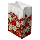 Rode Witte Kerst Bloemen Patroon#17 ID1009 Medium Cadeauzakje (Achterkant Gekanteld)