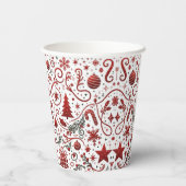 Rode witte kerst papieren bekers (Achterkant)